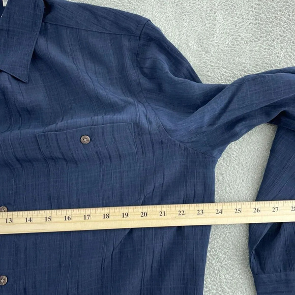 Moda Campia Moda Mens Long Sleeve Navy Polyester Shirt L 0391 - Picture 4 of 7